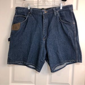 Wrangle Riggs Workwear Dark-wash Utility Denim Shorts